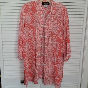 Bob Mackie Wearable Art Floral 3/4 Sleeve Kimono 100% Silk XL Summer Beach
